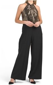 JULIA Jordan Gold Metallic Top Halter neck jumpsuit